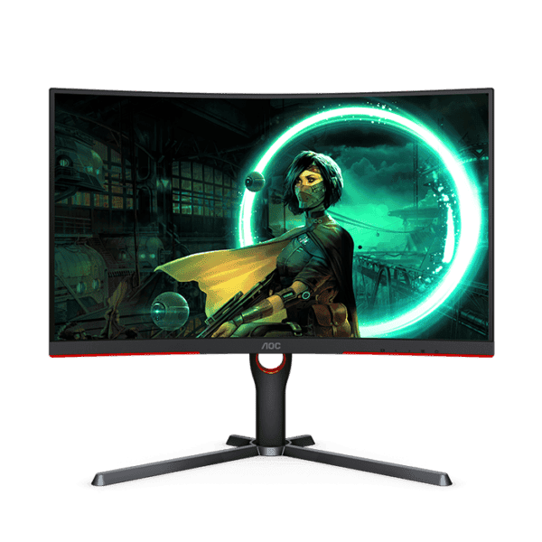AOC CQ27G3S 27″ QHD 1000R VA Curved Gaming Monitor G3, 2560X1440 Resolution, 1ms Response Time, 165Hz, 2X HDMI, DisplayPort, Height Adjustable, Freesync Premium, Black