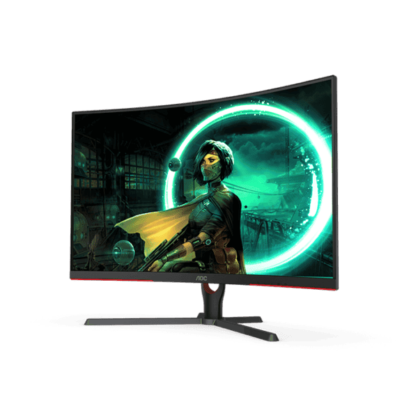 AOC C32G3E 31.5-Inch (VA / 1000R) Curved Gaming Monitor, 1920 × 1080 (FHD), HDR Visual, 165Hz, 1ms, HDMI 1.4 x 2, DisplayPort 1.2 x 1, FreeSync Premium tear-free immersion Black & Red