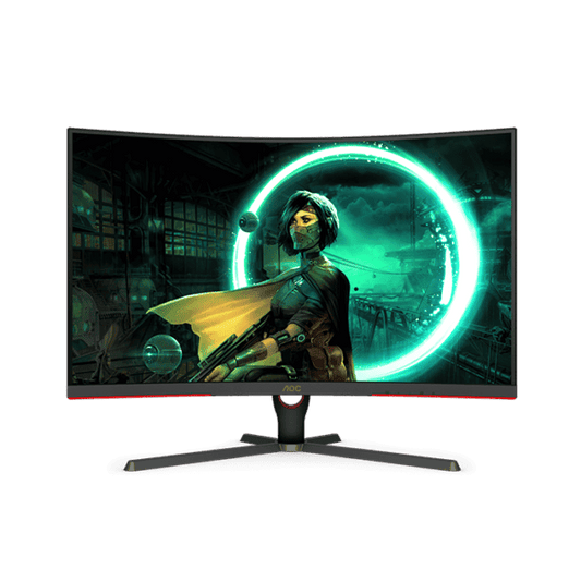 AOC CQ32G3SE 31.5" QHD Gaming Monitor, Black and Red