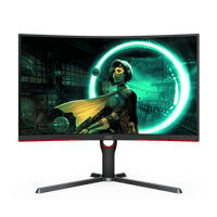 AOC C27G3 27” Curved Framless Gaming Monitor, FHD 1080P, Height adjustable |Black/RED