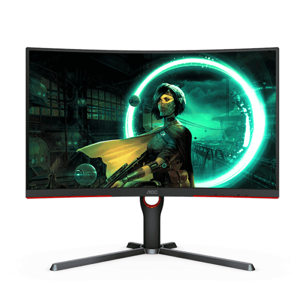 AOC C27G3 27” Curved Framless Gaming Monitor, FHD 1080P, Height adjustable |Black/RED