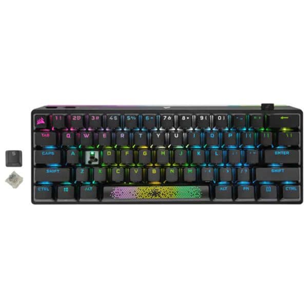 CORSAIR K70 PRO MINI WIRELESS 60% Mechanical CHERRY MX Red Switch Keyboard with RGB Backlighting – Black