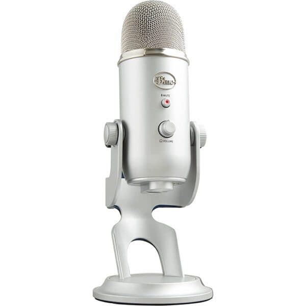 Logitech Blue Yeti USB Microphone, 120 dB Sensitivity, Corded USB, For Podcasting / Streaming / ASMR & More, Broadcast Quality 48 kHz / 16-Bit Audio, Silver
