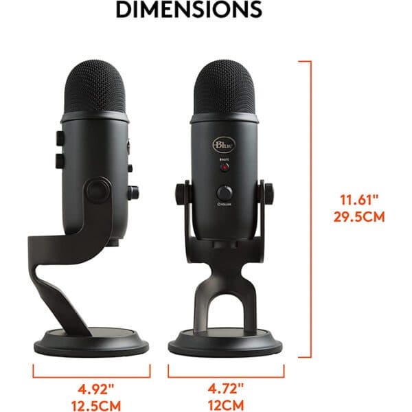 Logitech Blue Yeti USB Microphone, 120 dB Sensitivity, Corded USB, For Podcasting / Streaming / ASMR & More, Broadcast Quality 48 kHz / 16-Bit Audio, Blackout