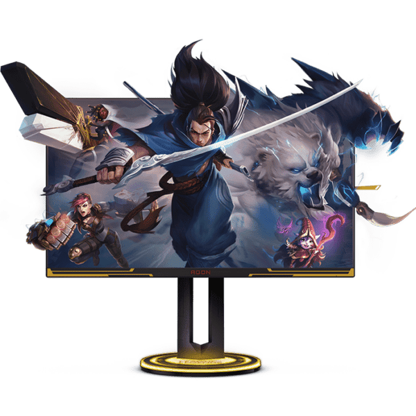 AGON AG275QXL League of Legends 27″W IPS Technology,2560×1440,1MS,170Hz,NVIDIA® G-SYNC® , HDMI2.0 (HDR) × 2, DP1.4 (HDR) × 2, USB3.2 Gen1 × 4,USB upstream, HMI interface,5Wx2 “League of Legends” Edition, Yellow