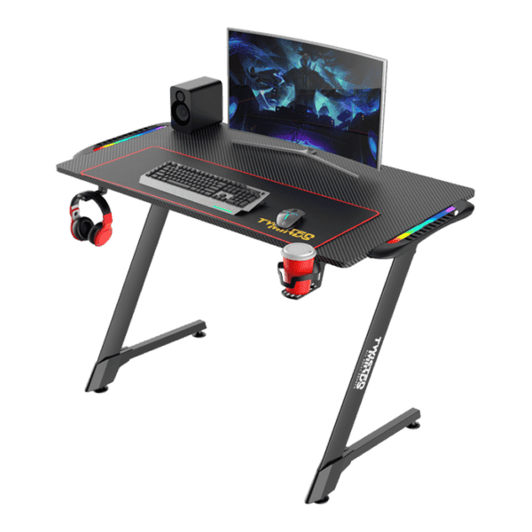 Twisted Minds Z Shaped Gaming Desk Carbon fiber texture – RGB