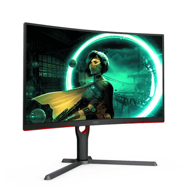 AOC C27G3 27” Curved Framless Gaming Monitor, FHD 1080P, Height adjustable |Black/RED