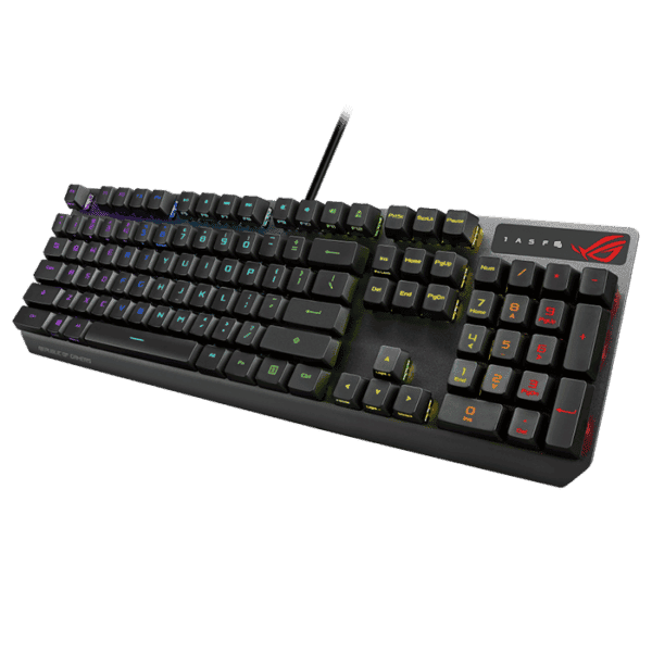ROG Strix Scope RX optical RGB gaming keyboard for FPS gamers, with ROG RX Optical Mechanical Switches, all-round Aura Sync RGB illumination, IP56 water and dust resistance, USB 2.0 passthrough, and alloy top plate