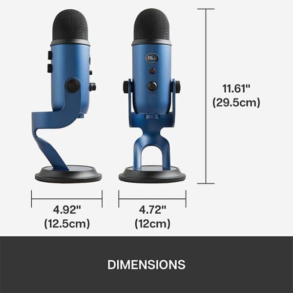 Logitech Blue Yeti USB Microphone, 120 dB Sensitivity, Corded USB, For Podcasting / Streaming / ASMR & More, Broadcast Quality 48 kHz / 16-Bit Audio, Midnight Blue