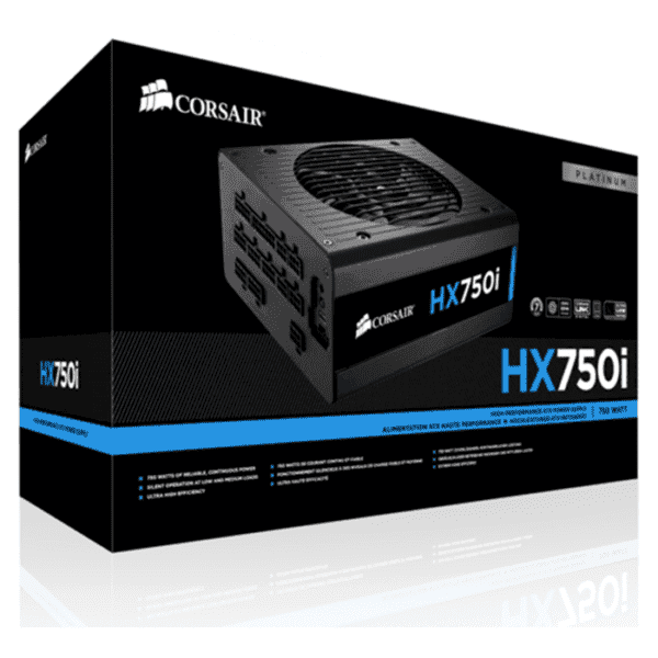 CORSAIR HXi Series HX750i High-Performance ATX Power Supply — 750 Watt 80 Plus PLATINUM Certified PSU
