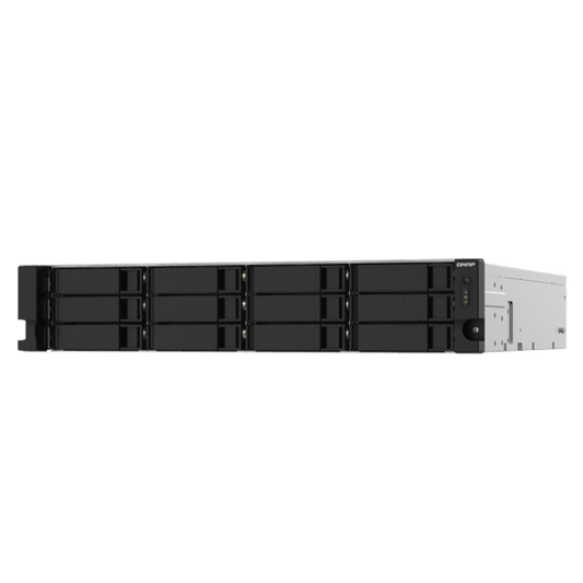 QNAP 12-Bay AL324 quad-core 1.7GHz rackmount NAS with 250W reductant PSU, 4GB DDR4 UDIMM RAM, SATA 6Gb/s, 2x10GbE SFP+, 2×2.5GbE, 1xPCle Gen2