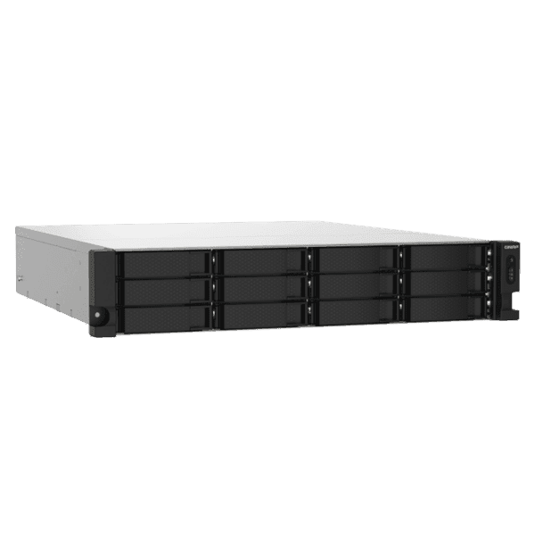 QNAP 12-Bay AL324 quad-core 1.7GHz rackmount NAS with 250W reductant PSU, 4GB DDR4 UDIMM RAM, SATA 6Gb/s, 2x10GbE SFP+, 2×2.5GbE, 1xPCle Gen2