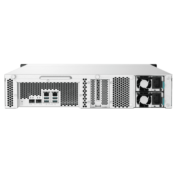 QNAP 12-Bay AL324 quad-core 1.7GHz rackmount NAS with 250W reductant PSU, 4GB DDR4 UDIMM RAM, SATA 6Gb/s, 2x10GbE SFP+, 2×2.5GbE, 1xPCle Gen2