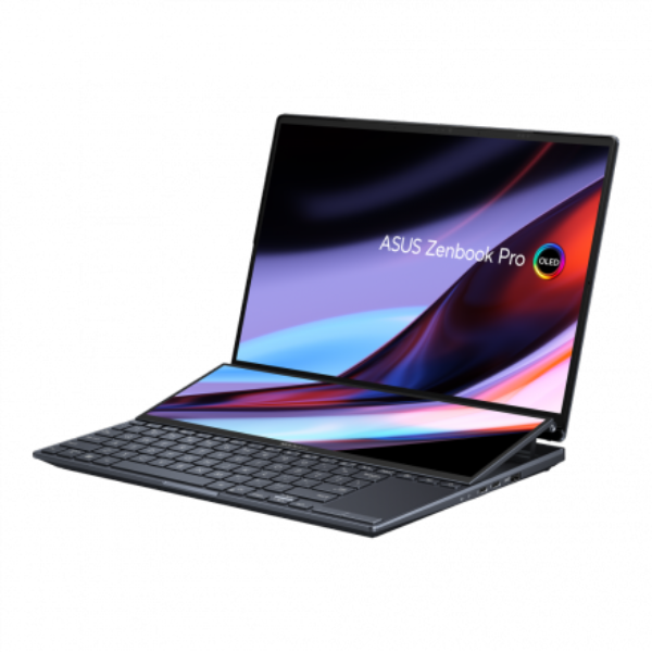 Asus Zenbook Pro 14 Duo OLED UX8402 (2023) Laptop – 13th Gen / Intel Core i9-13900H / 14.5inch 2.8K / 1TB SSD / 32GB RAM / 8GB NVIDIA GeForce RTX 4060 Graphics / Win 11 Home / English & Arabic Keyboard / Black / Middle East Version