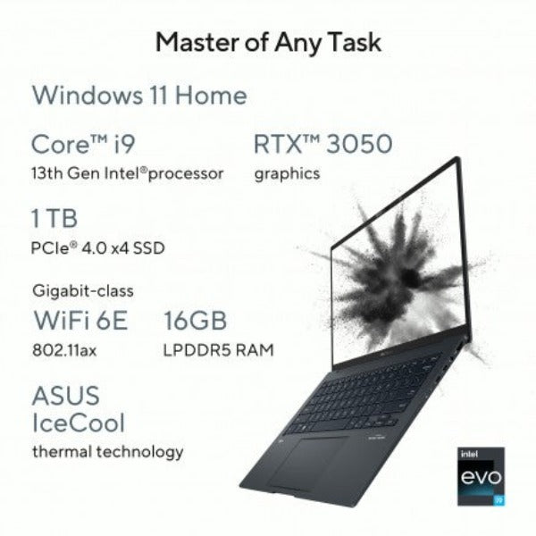 ASUS ZENBOOK 14 UX3404VC-OLEDI9SG | Intel i9 13900H, 16GB RAM, 1TB SSD, 14.5"OLED 2.8K (2880x1800), 4GB NVIDIA RTX3050, Win11 Home, Eng-Arabic K/B, Sandstone Beige