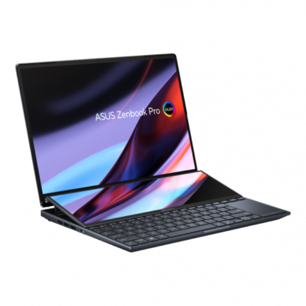 Asus Zenbook Pro 14 Duo OLED UX8402 (2023) Laptop – 13th Gen / Intel Core i9-13900H / 14.5inch 2.8K / 1TB SSD / 32GB RAM / 8GB NVIDIA GeForce RTX 4060 Graphics / Win 11 Home / English & Arabic Keyboard / Black / Middle East Version