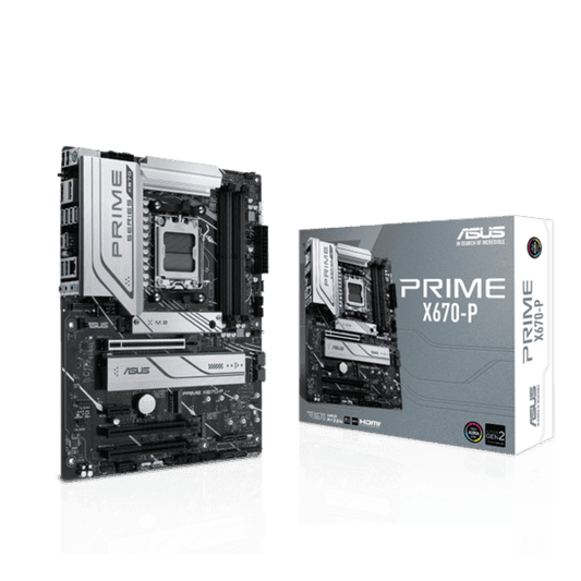 Asus Prime X670-P Socket AM5 (LGA 1718) Ryzen 7000 ATX Motherboard (DDR5, 3xM.2 Slots, USB 3.2 Gen 2×2 Type-C, USB4 Header, and 2.5Gb Ethernet)