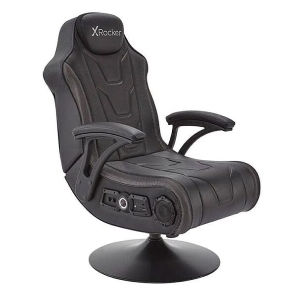 X-Rocker Monsoon RGB 4.1 Audio Gaming Chair with Neo Motion RGB LED Lighting, Wireless Bluetooth Stereo Speakers & Subwoofer, Sound Reactive Vibration Video Games Seat Faux Leather - BLACK