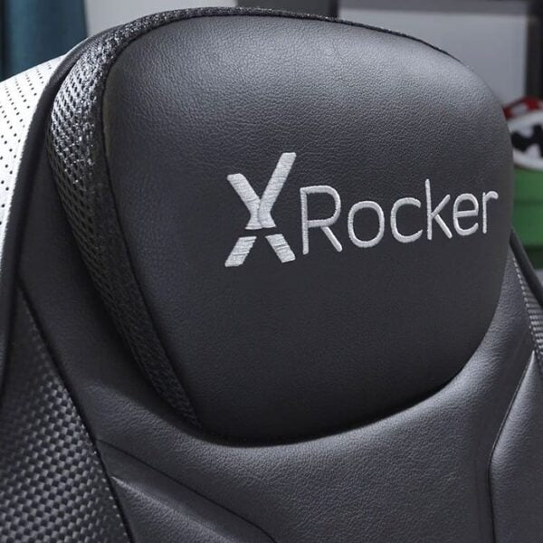 X-Rocker Monsoon RGB 4.1 Audio Gaming Chair with Neo Motion RGB LED Lighting, Wireless Bluetooth Stereo Speakers & Subwoofer, Sound Reactive Vibration Video Games Seat Faux Leather - BLACK