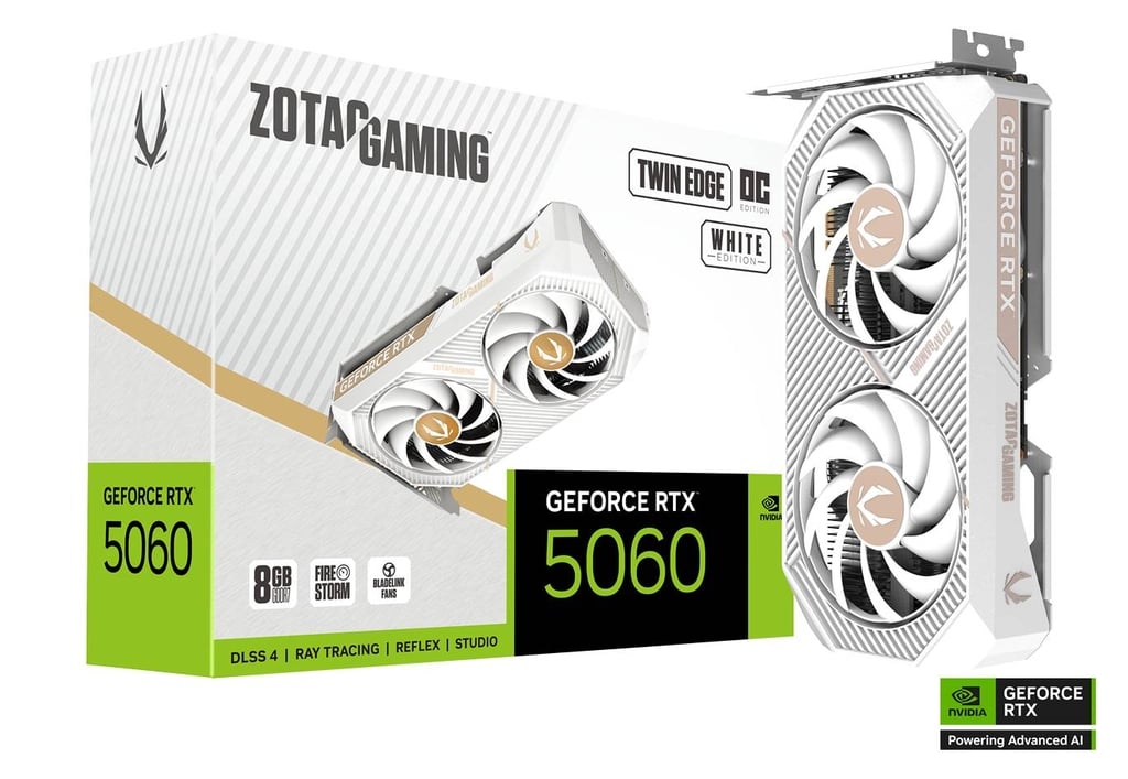 ZOTAC GAMING GeForce RTX 5060 Twin Edge OC White Edition 8GB GDDR7 Graphics Card